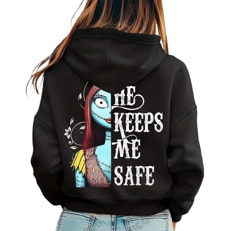 Halloween Autumn Winter The Nightmare Before Christmas Sally Jack Print Couples Hoodies for Unisex Women Oversized Tops
