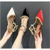 Fashion 2024 Fashion Shoes for  Slingbacks Buckle Female Sandals Spring Pointed Toe Rivet Shallow Sexy Dress Party Low Heels