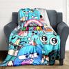 1pc Gumball World Cozy Print Blanket Lightweight Warm Flannel Throw Blanket For Sofa, Bed, Living Room