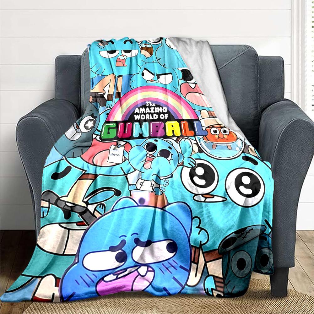 1pc Gumball World Cozy Print Blanket Lightweight Warm Flannel Throw Blanket For Sofa, Bed, Living Room
