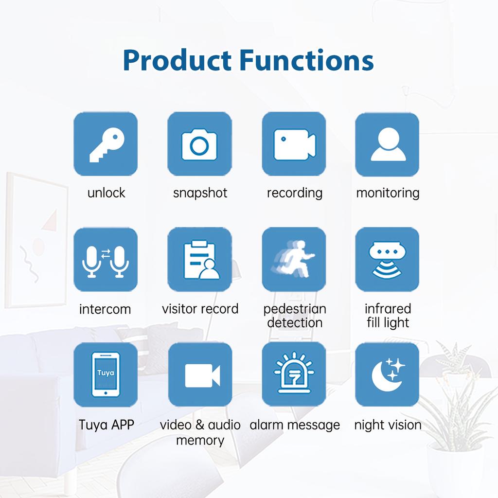 Видеодомофонная система 7-дюймовый ЖК-монитор с сенсорным экраном Видеодверной звонок Комплекты дверных телефонов ИК
