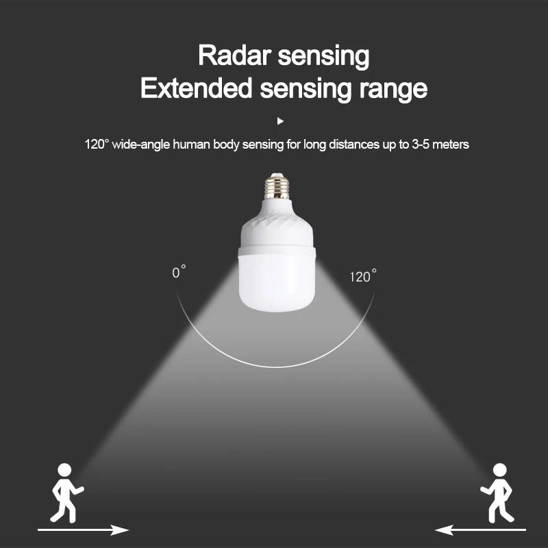 E27 LED Bulb 220V Voice Control Light Motion Sensor Radar Sensor Emergency Lamp For Home Living Room Stair Corridors Warehouse