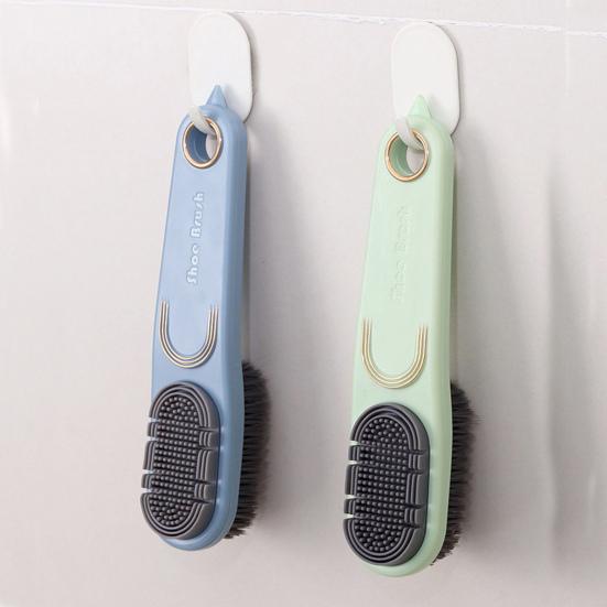 Shoe Cleaning Brush Ergonomic Design Long Handle Double-sided Design Waterproof Rubber Shoe Care Snow Boot Cleaner