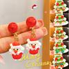 Christmas Children's Ear Clips No Piercing Earrings Cute Cartoon Santa Elk Fringe Earrings Eardrop for Girls