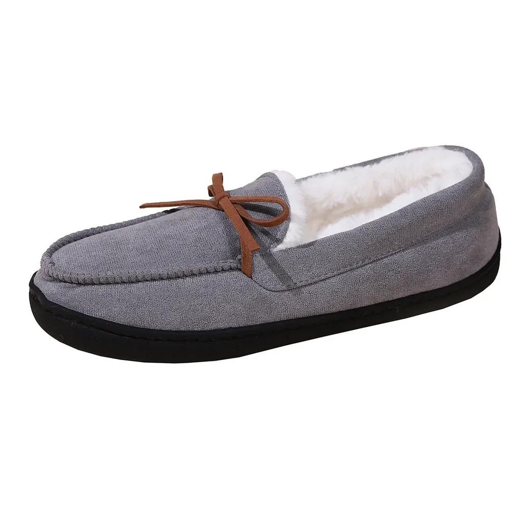 2024 Winter Shoes Women Fur Flats Plus Cotton Shoes Pregnant Women Soft Cotton Shoes Non-slip Warm Plush Loafers Size 45