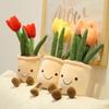 New 35 /25cm Lifelike Tulip Plush Toys Stuffed Soft Plants Bookshelf Decor Doll Creative Potted Flowers Pillow For Girls Gift