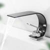 Gray Basin Faucets Modern Nordic Style Deck Mounted Bathroom Mixers Faucets Black Finish Taps Bathroom Waterfall Sink Faucet