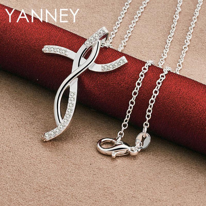 Elegant 925 Sterling Silver 16-30 Exquisite Butterfly Cross Pendant Women's Necklace Party Gift Accessories Wedding