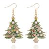 Women Dangle Earrings Green Enamel Christmas Tree Multicolor Rhinestone Pearl Decor Xmas Festival Party Jewelry Gift