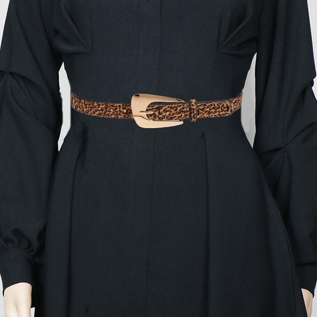 Unique Waist Chain Hot Buckle Leopard Print Chain Cowgirl Belt for Women Proms Club Party for Jeans Dresses