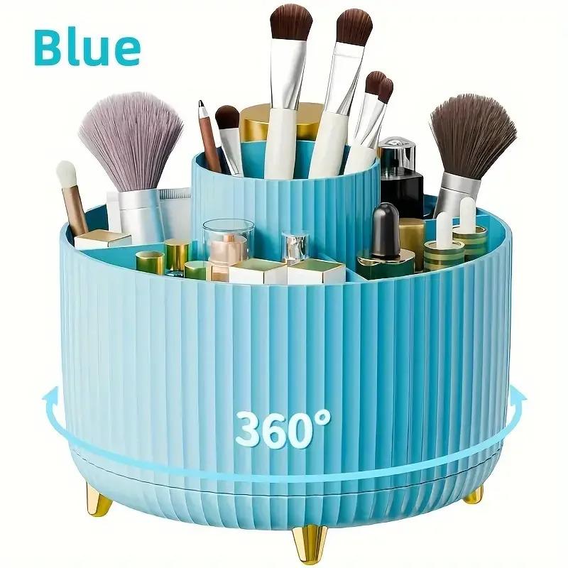 360 ° rotating 5 slot makeup brushes holder organizer multi-functional desk storage cosmetics storage for vanity desktop bathroo
