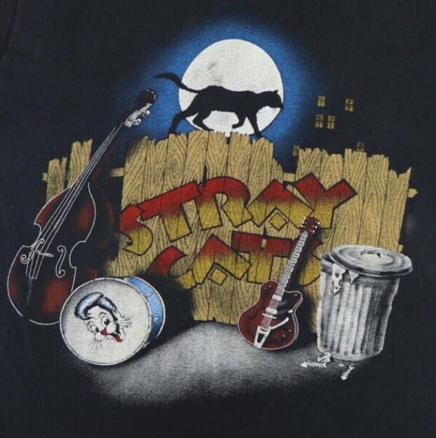Vintage Stray Cats Band 1983 Tour Cotton Black shirt good design hot shirt Unisex T-Shirt