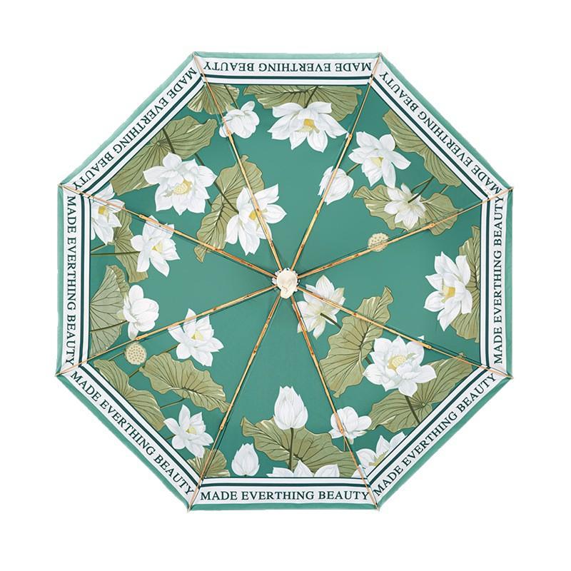 Double-layer vinyl retro flower folding advanced sense sun protection and UV protection parasol umbrella dual-purpose 50-fold umbrella