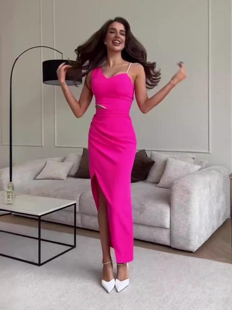 Летнее женское платье бодикон с открытым плечом и вырезами, 2024