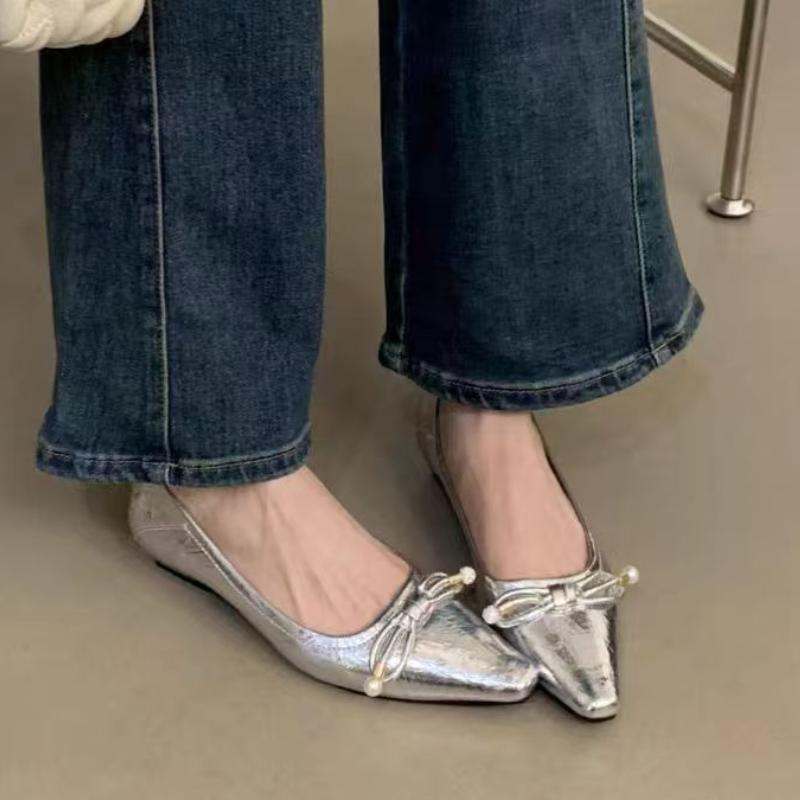 Spring/Autumn New Pointed Bow Lightweight Women's Casual Shoes Fashion Comfortable Non-slip Daily Light Mouth Flat Shoes