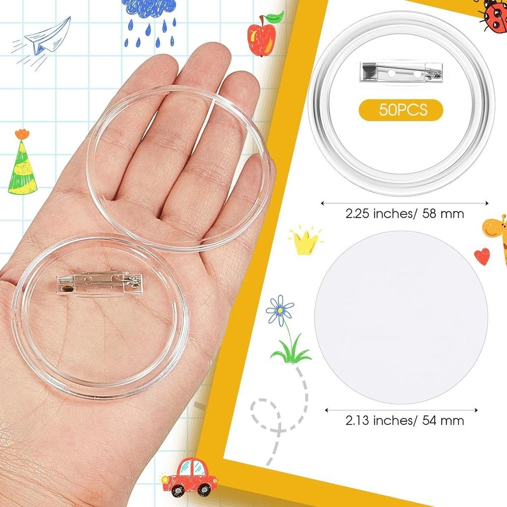 siawadeky Clear Button 58mm Round Acrylic DIY Badge Handmade Tin Badges with Safety Durable Handmade Badge Making Perfect Photo Anime Idol Merchandise