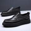 2024 Модная брендовая мужская обувь на толстой подошве, мужская повседневная обувь, увеличивающая рост, обувь из натуральной кожи, черная KA4637