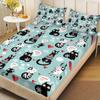 3Pcs Cute Kitten Printed Chipless Bed Sheet Set Multi Size Soft Bed Cover Bedroom Bedding Decoration Machine Washable
