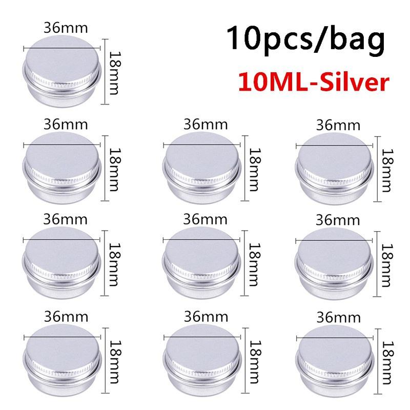 10 шт., 5 мл/10 мл/15 мл, пустая алюминиевая жестяная банка для упаковки, крем-бальзам, свеча для ногтей, косметический круглый контейнер для хранения, мини-металлическая коробка