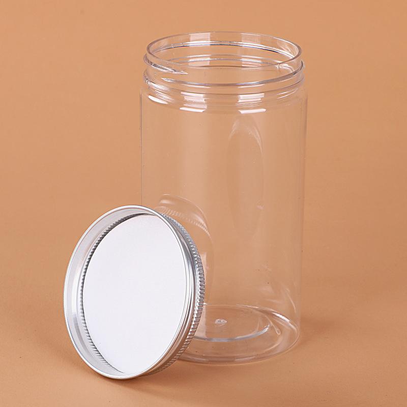 Aluminum Packing Bottle Pet Clear Empty Seal Bottle Circular Bucket Storage Biscuit Jar Food Grade Sealed Cans Tank Container