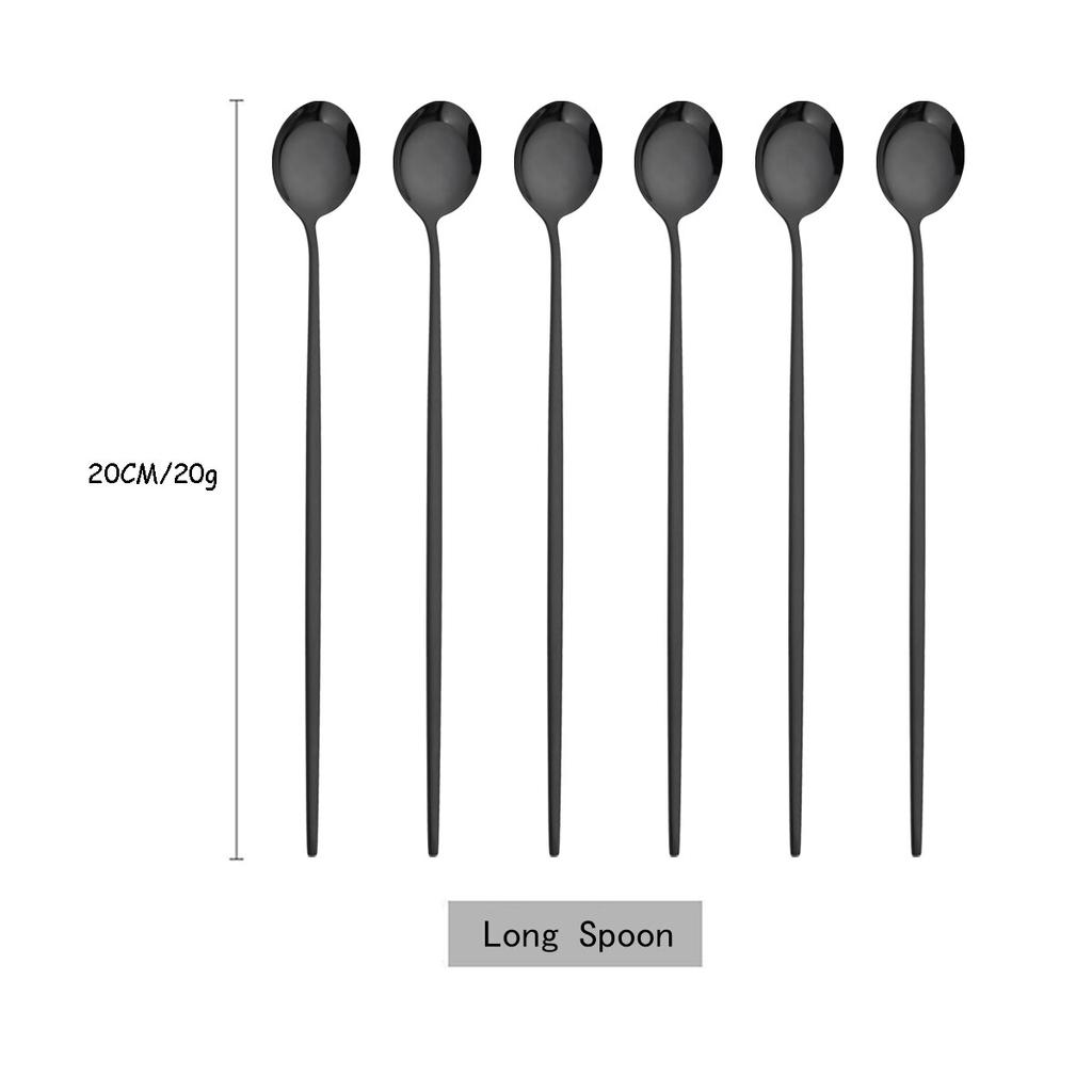6 шт./компл., красочная ложка с длинной ручкой, столовая посуда, посуда для сока, кофе, перемешивающая посуда, ложка для мороженого, набор столовых приборов, кухонные инструменты