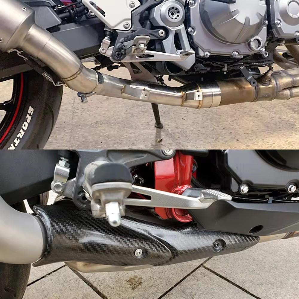 For Kawasaki Z900 2017-2025 Z 900 Escape 51MM Slip-On Motorcycle Exhaust System Middie Tail Link Pipe With Silvery Muffler Tips