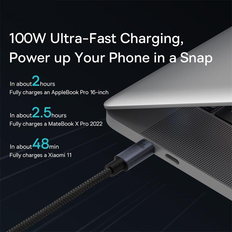 Кабель Baseus USB C на Type C 100 Вт для 15 Plus Pro Max, кабель для быстрой зарядки PD, кабель для передачи данных для Macbook Samsung