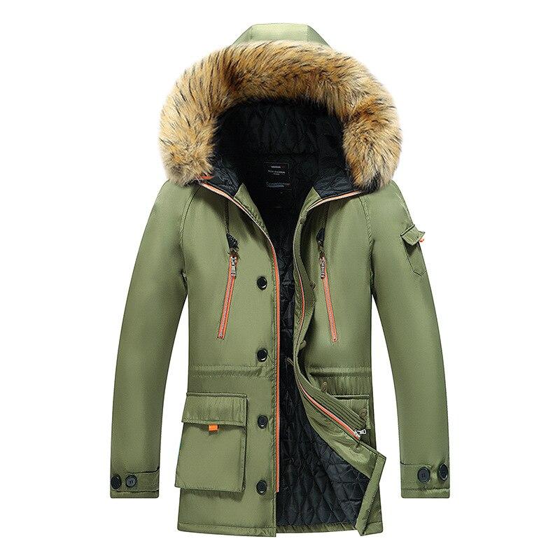 Men Winter Jacket Fur Collar Casual Hooded Parka Down Jackets Mens Warm Thick Thermal Outdoor Overcoat Zipper Multi -Pocket