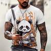 Fashion Panda Graphic T Shirts for Men Trend Summer Short Sleeve 3D Animals Printed Kids T-shirts Loose Streetwear Hip Hop Tees