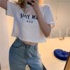 Letter Printed Short Base Shirt Top for Women's Summer New Slim Fit Short-sleeved T-shirt for Women