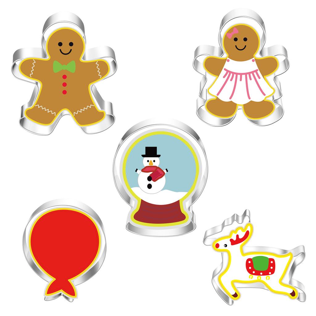 5Pcs/set Christmas Cookie Cutter Gingerbread Xmas Tree Mold Christmas Cake Decoration Tool Navidad Gift DIY Baking Biscuit Mould