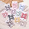 2Pcs/Set Solid Color Kids Bows Hair Clips for Baby Girls Handmade Plaid Bowknot Hairpin Barrettes Photograph Hair Accessories