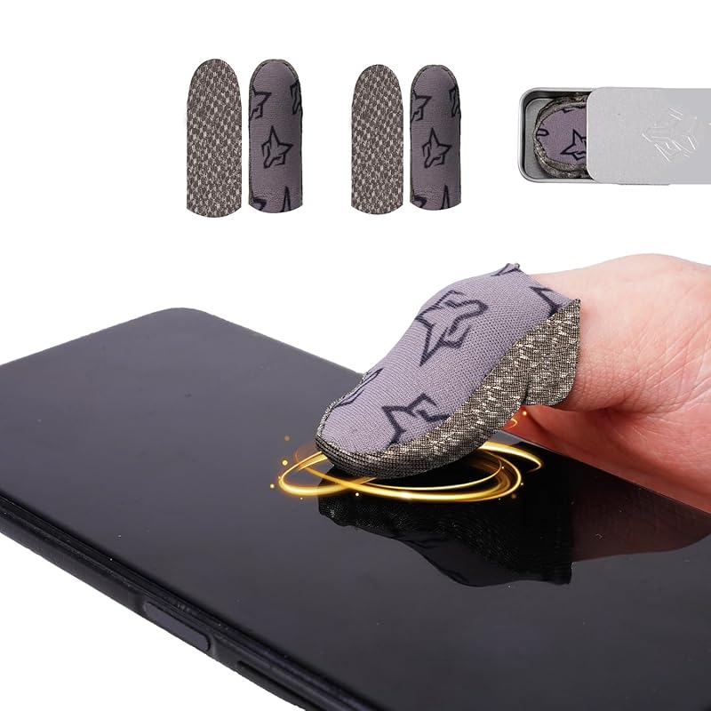 rinsfox Upgrade Fox Superconducting Silver Cloth, Extremely Sensitive Thin Zero Touch, Washable, Mobile Gaming Finger Sleeve,4 Pack For PUBG Knives