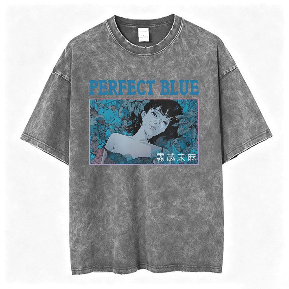 Anime Perfect Blue Mima Kirigoe Vintage Washed TShirt Men Women Clothing Fashion Aesthetic Short Sleeve Oversized T Shirts Tops