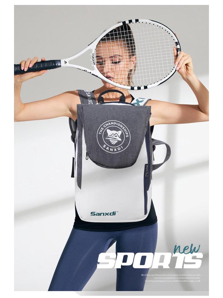 White Tennis & Badminton Backpack for 3 Rackets - Unisex Outdoor Sports Bag