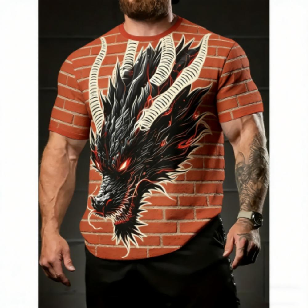 Europe America Summer Men's T-Shirt Dragon Pattern 3D Print Tees Top Loose Short Sleeve Streetwear Vintage Oversized Women T-shirt