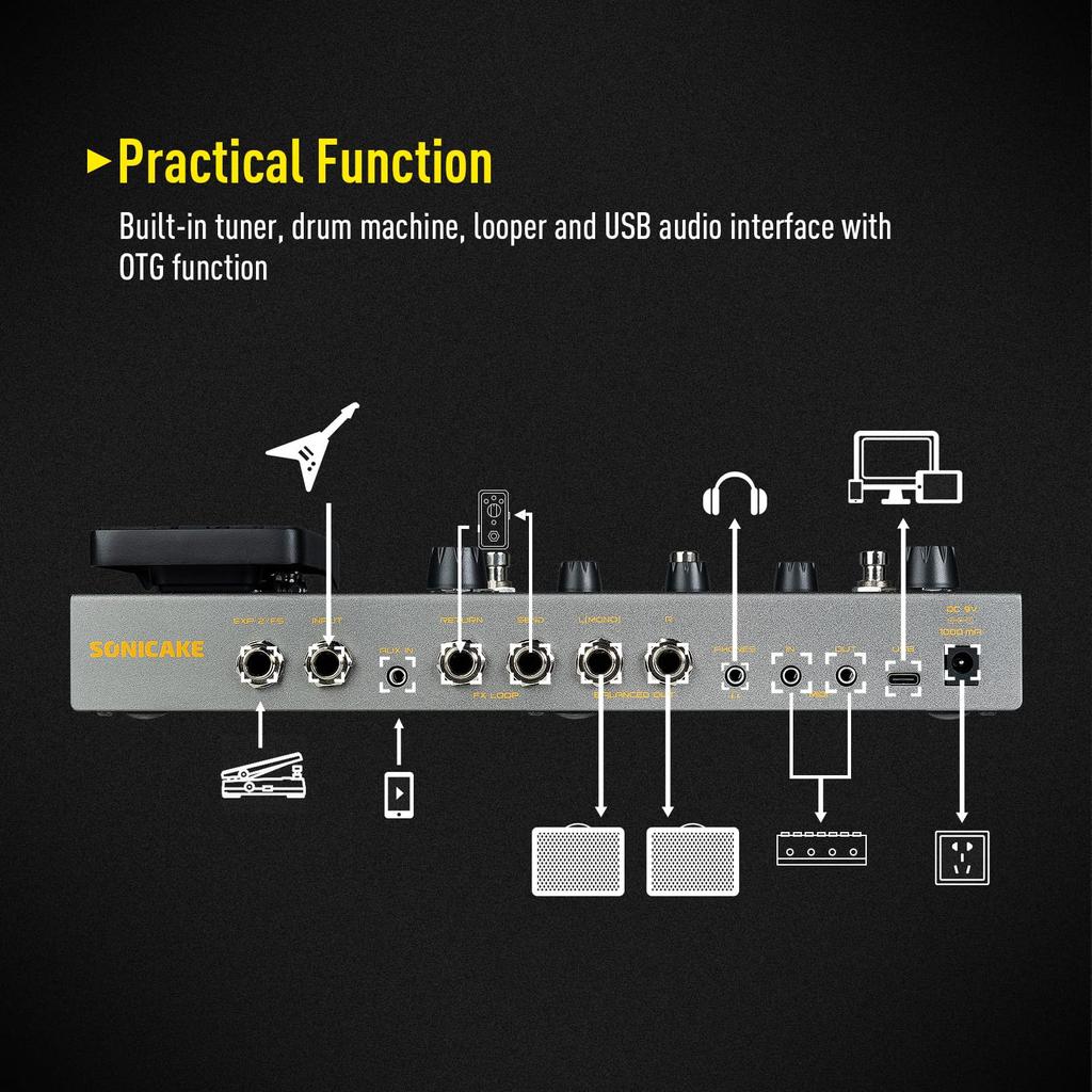 SONICAKE Over 200 Effects Amp Modeling FX Loop MIDI Stereo OTG USB Audio Interface Matribox II Multi-Effector Built-in