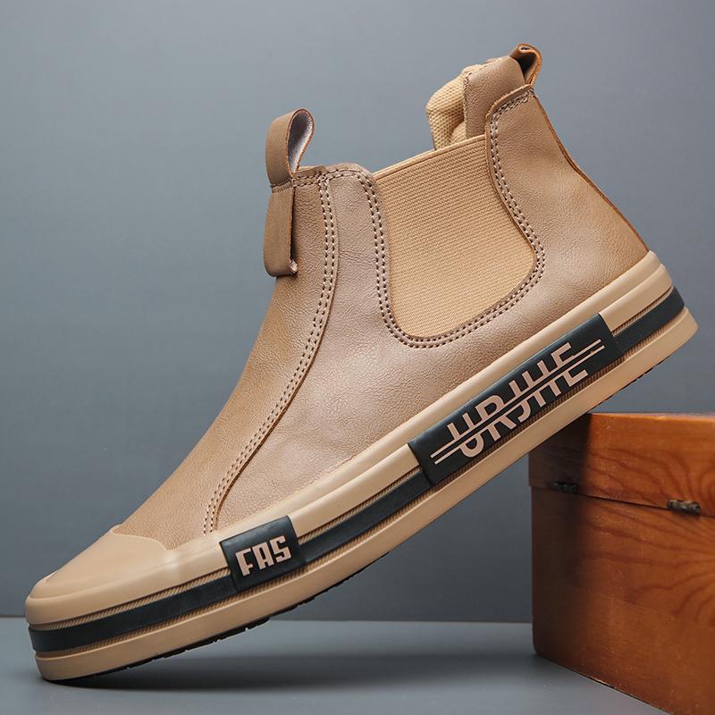 Новые мужские кожаные ботинки корейский тренд удобная мужская обувь британская мода мужские высокие кроссовки новые мокасины мужские
