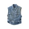 Весна 2026 Мужской Мотоциклетный Байкерский Джинсовый Жилет Винтажный Синий Много Карманов Без Рукавов Куртки Панк Ковбойская Мода Черный Жилет