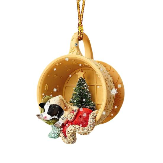 3D чашки украшения для собак в рождественском стиле очаровательны с подвесной веревкой акриловые праздничные украшения для дома и автомобиля