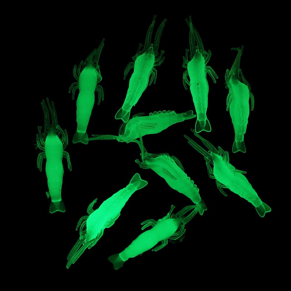 10Pcs New Soft Biomimetic Sea Fishing Prawn Lure Hook Worm Silicone Shrimp Fake Bait