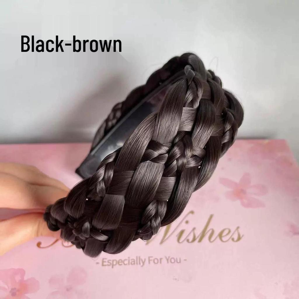 Five-Strand Braid Thick Wide Edge Handmade Fishtail Twist Headband for Women