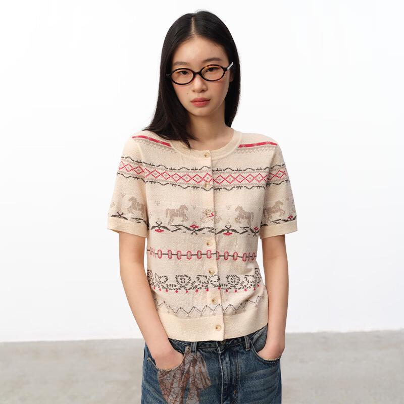 Женский короткий вязаный кардиган GREEN BELT в стиле Fair Isle
