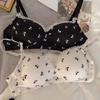 Girls Cute Black White Bras Butterfly Pattern Underwear Simple Lingerie For Female Bras