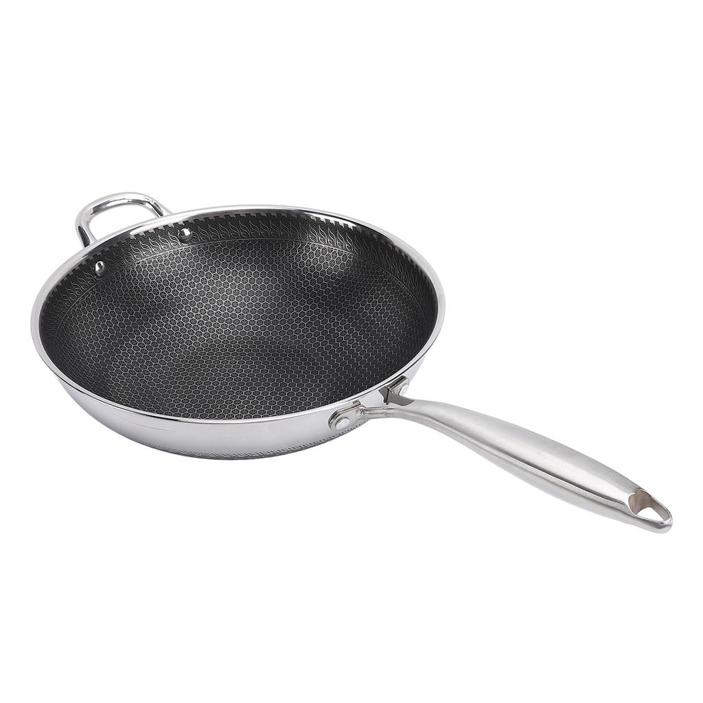 Сковорода-вок 304 из нержавеющей стали, круглая сковорода-вок с антипригарным покрытием, глубокая сковорода с сотами