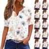 Жен. Футболка С принтом Пуговицы С короткими рукавами Повседневные Выходные Мода Классический Классический V-образный вырез Обычный Топ