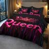3pcs Bedding Set Pink Queen Crown 3D Print Cozy Duvet Cover King Queen Twin Size Birthday Gift for Adult Girl Bedroom Decoration
