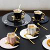 Nordic Ceramic Coffee Cup Saucer Creative High End Gold-patterned Hand Patterned Mug Fashionable Star Moon Style Coffee Cup Saucer
