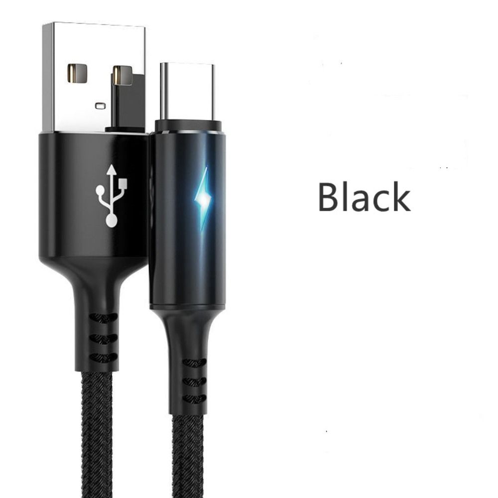Кабель USB Type C со светодиодным индикатором, кабель для быстрой зарядки для Samsung/Xiaomi/Huawei/Poco
