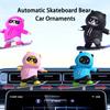 Car Cartoon Ornaments, Cute and Creative Cartoon Skateboard Bears, Car Central Control Screen Decorations
